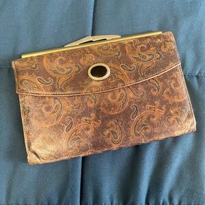 Vintage Paisley Wallet Clutch Faux Leather